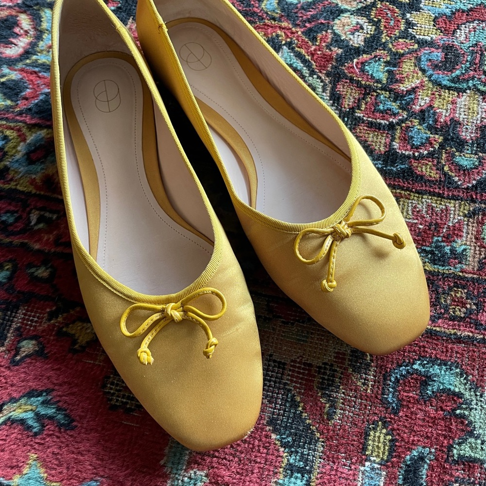 Bow-embellished Satin Ballet Flats